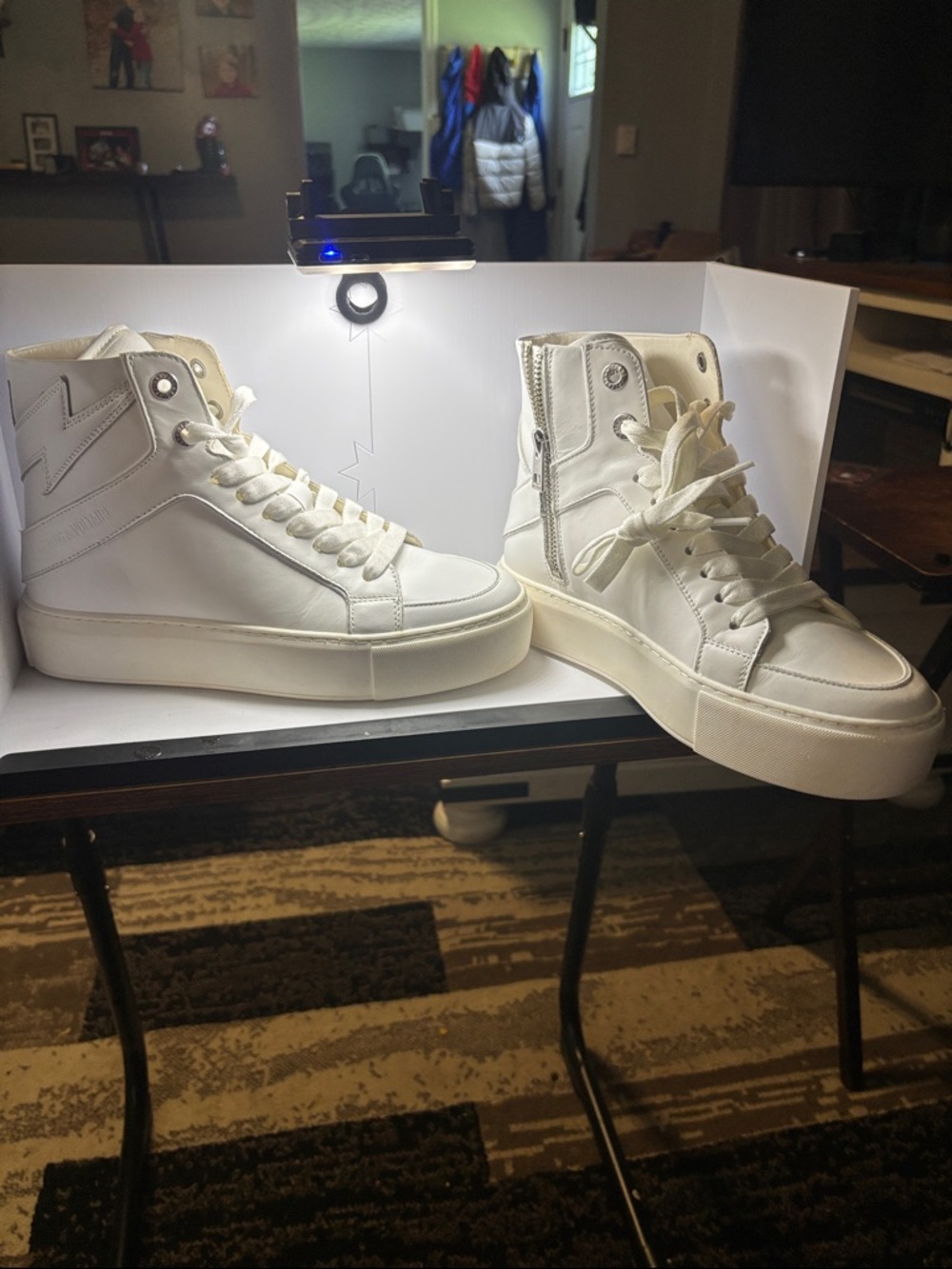 Zadig & Voltaire Cream High-Top Platform Sneakers